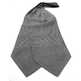 100% Silk Woven Black and White Houndstooth Mens Self Tie