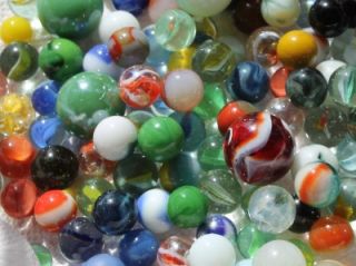 Vintage Mason Jar Full of Old Marbles Different Types and Sizes