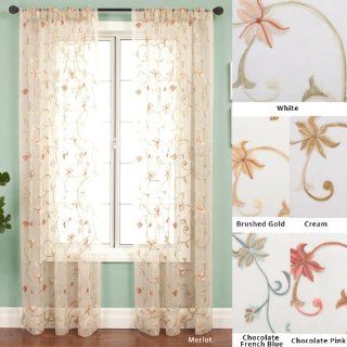 Fleur Rod Pocket 84 inch Curtain Panel in Chocolate French
