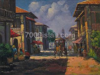  CITY 18x24 Philippine SPANISH HOUSES PINOY Art Oil Painting FREE SHIP