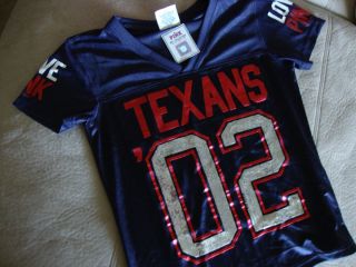  Secret T Shirt Jersey Sequin Bling Houston Texans Large L