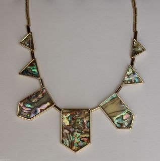 House of Harlow 1960 Abalone Stations Necklace New