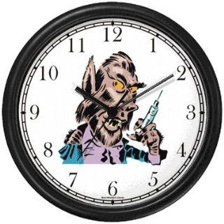 Werewolf or Were Wolf with Syringe Wall Clock by