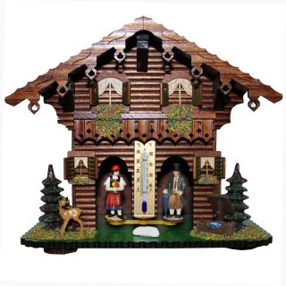 Large Deluxe German Black Forest Weather House with Thermometer