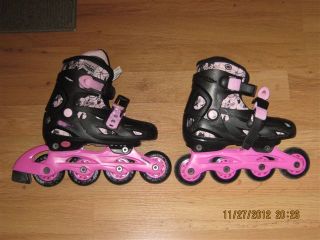 Variflex Girls Youth Inline Skates Rollerblades Black Pink Size 10 13