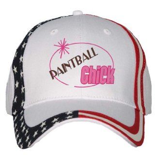 PAINTBALL Chick USA Flag Hat / Baseball Cap: Clothing