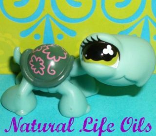 Littlest Pet Shop~#793 GREEN TURTLE PINK FLOWER SHELL~S155 RARE