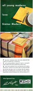 Russel Wright Simtex Modern Tablecloth Matkins Creamer 1950 Magazine