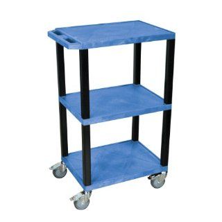 Luxor Multipurpose Blue 3 Shelf Kitchen Service Cart w
