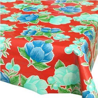 Poppy Oilcloth Table Cloth   Red (48 x 60): Kitchen