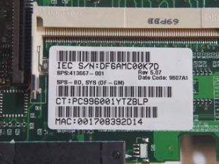 HP Compaq NC6320 NX6310 NX6320 Laptop Intel Motherboard 413667 001