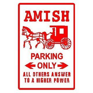AMISH PARKING quaker horse cart sign