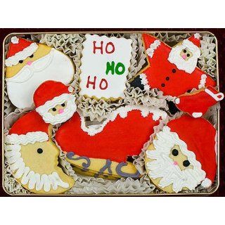 Hand Decorated Santa Sugar Cookie Gift Tin: Grocery
