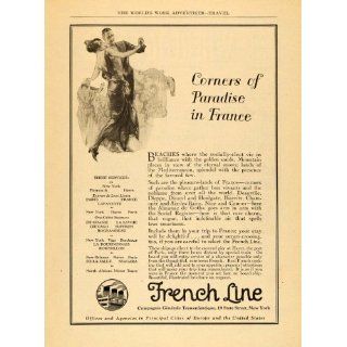 1924 Ad French Line Cruises Cannes Dinard Biarritz Nice