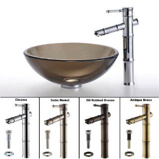 Kraus C GV 103 12mm 1300AB Brown Glass Bamboo Faucet Combo