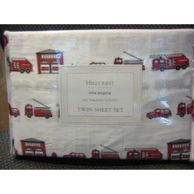 Hillcrest Fire Engine Twin Sheet Set on White Home