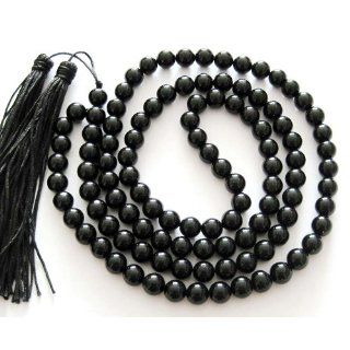 8mm 108 Black Agate Beads Buddhist Prayer Mala Necklace Jewelry