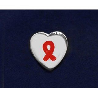 Red Ribbon Pin Heart Tac Pin (Retail) 