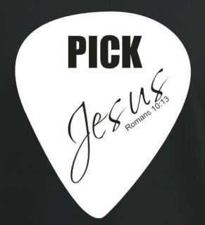 Great gift Pick Jesus Christian t shirt guitar NEW music God t shirts