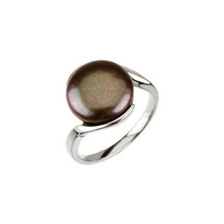 Sterling Silver 13 14mm Freshwater Cultured Coin Pearl Ring