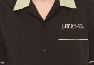 Lucky 13 Scallywag Hula Girl Bowling Shirt Retro Mens Shirt