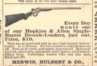 1888 Ad LG Merwin Hulbert Hopkins Allen Breech Loader