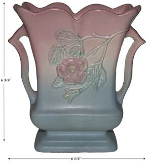 Hull Pottery Dogwood PK Blue 509 6 1 2 Vase