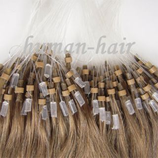  Loop Micro Rings Human Hair Extensions 100S Chestnut Brown 08