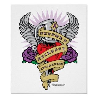 Epilepsy Dagger and Heart Tattoo Poster 