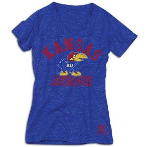 adidas College V Neck Homecoming T Shirt   Womens   Kansas Jayhawks
