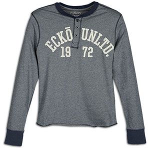 Ecko Unltd Logo L/S Henley   Mens   Casual   Clothing   Deepest Blue
