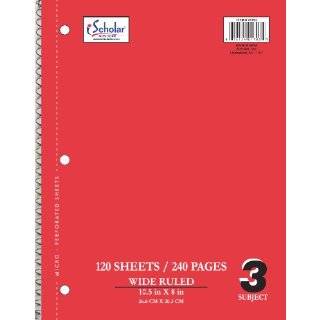 iScholar 3 Subject Wirebound Notebook, 120 Sheets, Wide