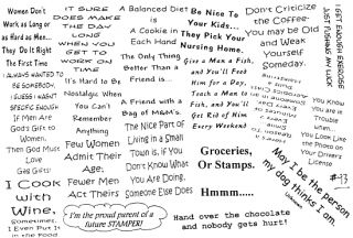 Unmounted Rubber Stamps Sheets Humorous Sayings Quotes