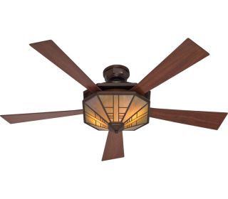 Hunter 21978 1912 Mission Bronze 54 Ceiling Fan w Light Pull Chains