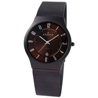 Skagen Mens SK233XLTMD Titanium Brown Espresso Dial Watch Watches