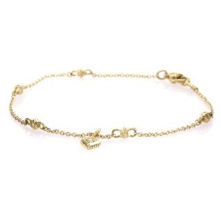 Judith Ripka 18k Gold Diamond Ankle Charm Bracelet Jewelry 