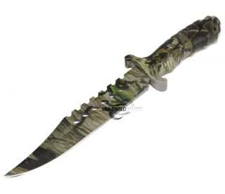  CAMO TACTICAL COMBAT BOWIE HUNTING KNIFE Survival Military Fixed Blade