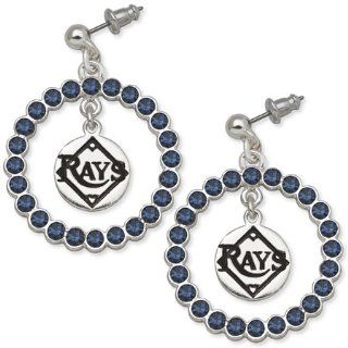 Tampa Bay Rays Earrings   Blue Crystals & Team Logo: Jewelry: 