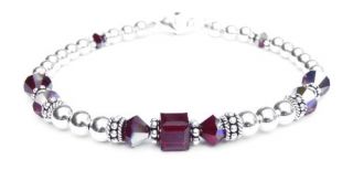 January January Garnet Sterling Silver Swarovski Crystal Bracelets