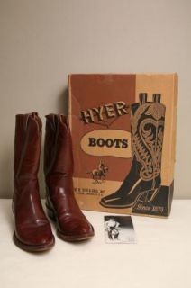 Vintage Hyer Western Cowboy Boots Size 11 A with Original Box
