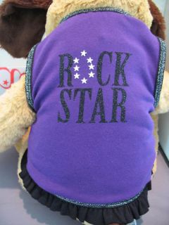 Macys Designer Rock Star Dog Shirt Dress SM Med LG Purple Sparkles