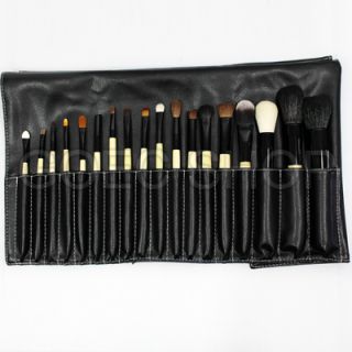 New Pro 18 Pcs Natural Wool Cosmetic Makeup Brown Brush Set Brush Kit