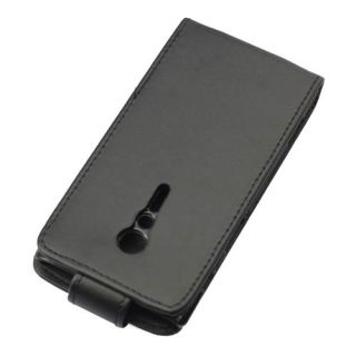 Sony Xperia ion Black Leather Flip Case Pouch