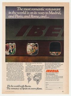 1970 Iberia Airline Spain Romantic Restaurant Flight Ad