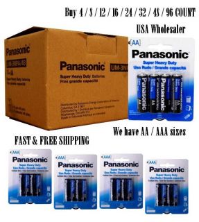 Lot of 96 48 32 24 16 12 8 4 Packs Panasonic Super Heavy Duty AA AAA