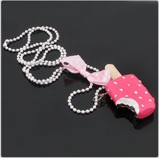 Super Lovely New Candy Pink Strawberry Ice Cream Chain Necklace Girl