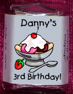 Ice Cream Cone Sundae Birthday Personalized Candy Bar Wrappers Party