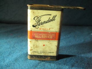 Vtg Ferndell Allspice Tin w Sliding Top Sprague Warner Company Chicago