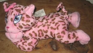 Idea Nuova Pink Spotted Plush Cheetah Cat Soft Stuffed Animal Laying