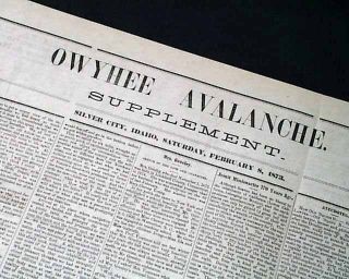 RARE 1873 Old Newspaper Silver City ID Idaho Territory Owyhee County